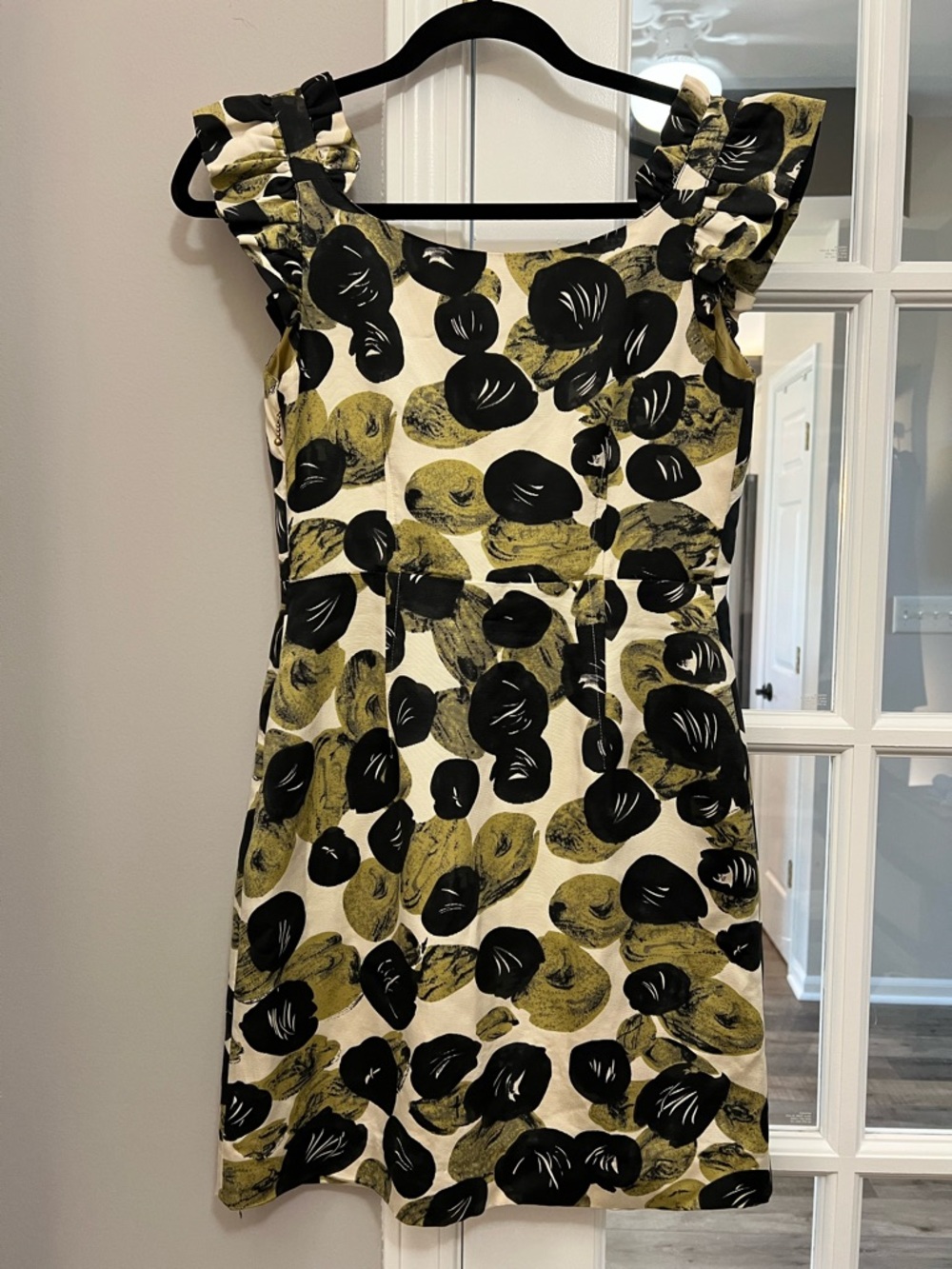 leifsdottir Anthropologie Sleeveless silk blend Mini Dress in Cream green & blac - Picture 2 of 8